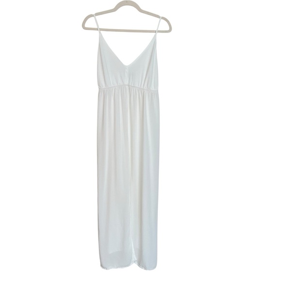 Farm Rio Minimal V Neck Midi Sundress Ivory Large Classic Beach Vacation Neutral - Picture 1 of 5